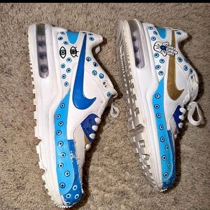 Kids Blue and White Sneakers with Eye Design
